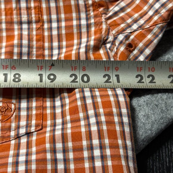 Ariat Pro Series Shirt - Size Medium - Orange Plaid - Long Sleeve Button Up - Picture 12 of 14